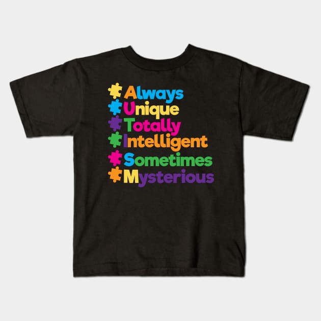 Always Unique Awesome Autism Awareness Supporters Kids T-Shirt by theperfectpresents